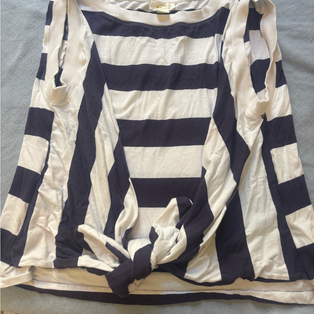 Maeve Anthropologie nautical tie front shirt, large